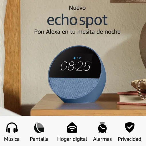 Cod. A:228 Amazon Echo Spot Despertador Smart con Alexa / pantalla t&aacute;ctil 2.83"&nbsp;con Reloj personalizable / Parlante 1.73&rdquo; (sonido vibrante) / Wifi / Bluetooth / Color Azul marino