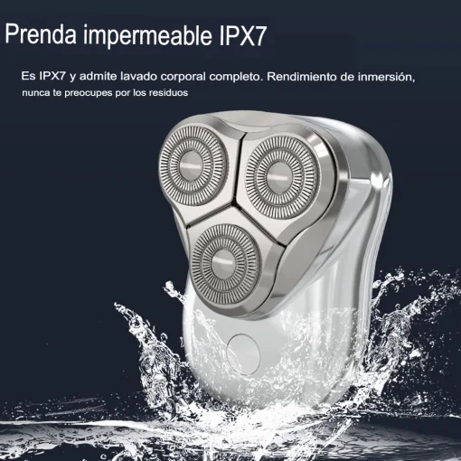 Cod. 1043 Afeitadora portátil Hyundai PHT-047 BK / 2W / 3D / Bat. 600 mAh / USB-C / Carga 1.5H / 8000 RPM / resistente al agua (IPX7)