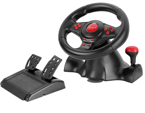Cod. 063 Volante de juegos XTRIKE ME GP-903 / Motor de doble vibraci&oacute;n / giro de 180&deg; / empu&ntilde;adura de goma / botones de acci&oacute;n precisos / interfaz: USB / Compatible: PC, PS3, PS4, XBOX ONE, XBOX 360, Android, SWITCH