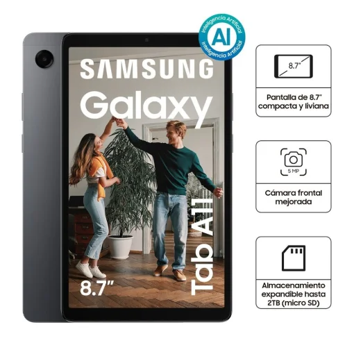 Cod. 154 Tablet Samsung Galaxy Tab A11 4G LTE (SM-X135G) / 8,7" WXGA+ / 4GB RAM / 64GB ALM. Soporta MicroSD (2TB) / Android 15 / Cam. post. 8MP video1080p@30fps, front. 5MP / Gray