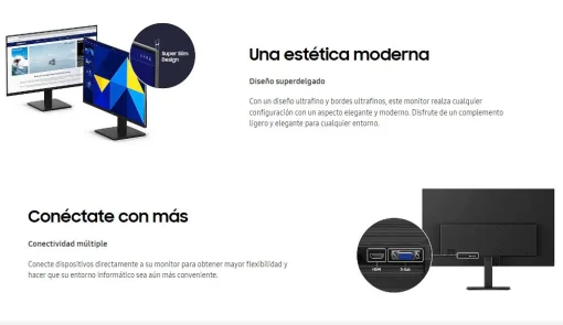 Cod. 122 Monitor Empresarial Esencial SAMSUNG (S30GD) 27.0" FHD 100Hz, IPS / Dise&ntilde;o Super-Slim / HDMI, VGA / Modo juego / Modo protecci&oacute;n ocular / Soporte inclinable / compatible VESA