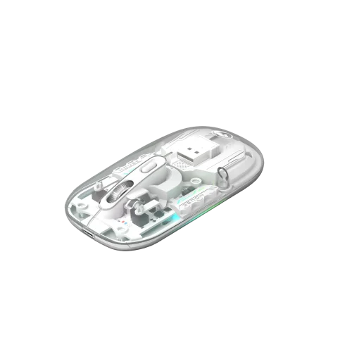 Cod. GM:233  Mouse MARVO M808W / Transparente / Dual Inal&aacute;mbrico 2.4G + Bluetooth 5.1&nbsp;/ 1600DPI / Silencioso / Iluminaci&oacute;n 7 colores&nbsp;/ 4 botones / bater&iacute;a 400mAh