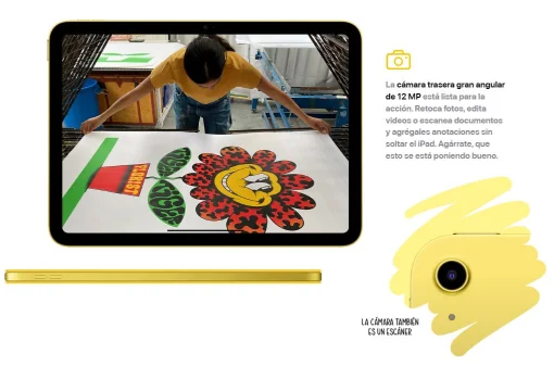 Cod. 134 Apple iPad 11"&nbsp;Liquid&nbsp;Retina (Chip A16) 128GB / iPadOS / Wi-Fi 6, BT 5.3 / C&aacute;m. post. 12MP, Selfie 12MP / Desbloqueo Touch ID / USB-C, 20W / MD4D4LL/A - Yellow