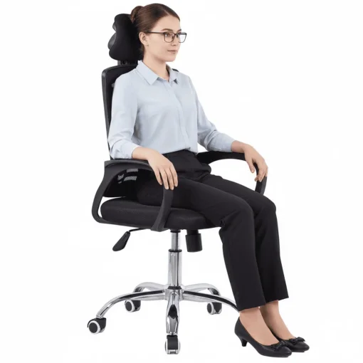 Cod. 1189  Silla de Oficina Ergon&oacute;mica / Apoya cabeza Airmesh / Espaldar de malla / Altura regulable / Rotaci&oacute;n 360&deg;
