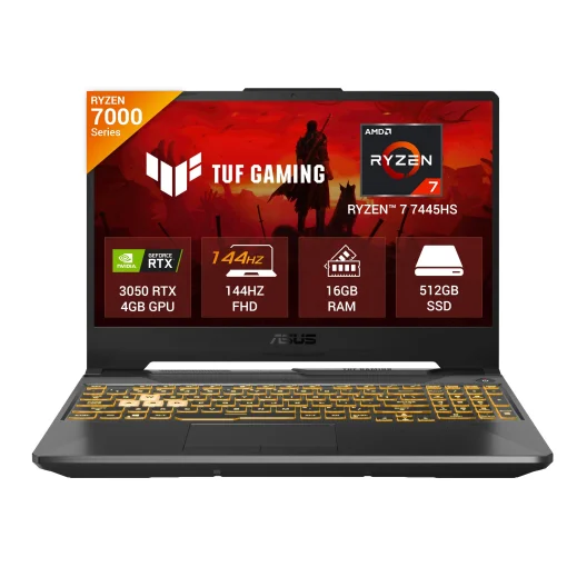 Cod. 1812 ASUS TUF Gaming A15 / AMD Ryzen&trade; 7 7445HS, 3.2 GHz (22 MB cach&eacute;, hasta 4,7 GHz) / 16GB DDR5 / 512 GB SSD 4.0 NVMe / NVIDIA&reg; GeForce RTX&trade; 3050, 4 GB GDDR6&nbsp;/ 15.6" FHD 144Hz, IPS, Adaptive-Sync / Sin Sistema (OS) / Teclado Retroiluminado RGB Espa&ntilde;