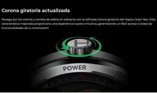 Cod. 1160 SmartWatch HAYLOU Solar Neo HF008 Black / LLamadas BT 5.3 / Pantalla HD 1.53" / +120 modos deportivos / Monitoreo de salud / IP68 / Bat. 300mAh (7-30 dias) / Incl.&nbsp;2 correas