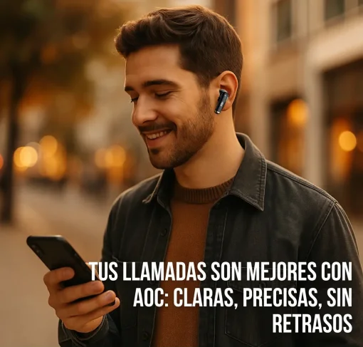 Cod. 132 Aud&iacute;fonos AOC ACT1501BK / Bluetooth&reg; 6.0 / Touch Intelligent / Cancelaci&oacute;n Activa ANC / Bat. 350mAh, USB-C