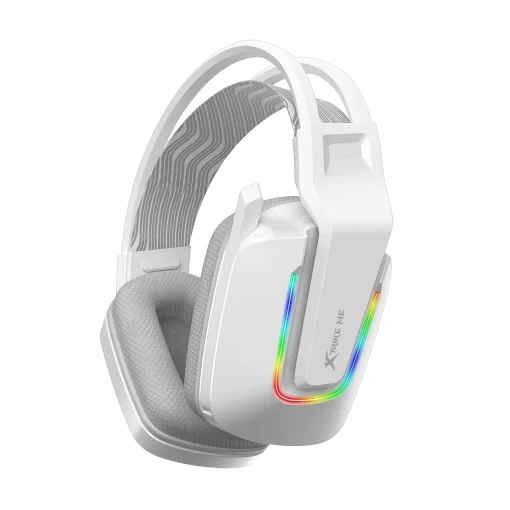 Cod. X:120 Headphone Stereo Gaming XTRIKE ME GH-712WH / Micrófono / luces RGB (estático) / jack 3.5mm + USB(LuzLED) / Compatible con PS4, PS5, Xbox One, PC / Cable trenzado 2.0 mt