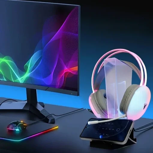 Cod. 104 Soporte para Headphone Xtrike Me HT-09 / HUB 4*Puertos USB Tipo-A / RGB Dinámico / Cable 1.5m.