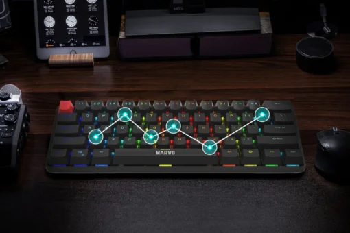 Cod. 282  Teclado Mec&aacute;nico MARVO Saber 61 (KG933G SP) / Switch rojo / Retroiluminaci&oacute;n RGB din&aacute;mica / Full Anti-ghosting / USB,&nbsp;1.8m / 62 teclas Espa&ntilde;ol