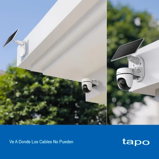 Cod. 413 Kit C&aacute;mara TP-Link Tapo C630 360&deg; 3K 5MP &amp; panel solar / Captura Continua 24/7 / Visi&oacute;n Nocturna a Color / Detecci&oacute;n (pers. masc. veh.) &amp; Seg. por IA 360&deg; / Alarma: Sonido/Luz / Audio bidireccional / Soporta microSD(512GB) / Bat. recargable 6700