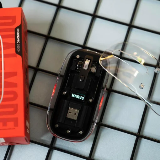 Cod. GM:240 Mouse MARVO M810W BK Transparente / Dual Inalámbrico 2.4G + Bluetooth 5.2 / 1600DPI / 4 botones / batería 300mAh