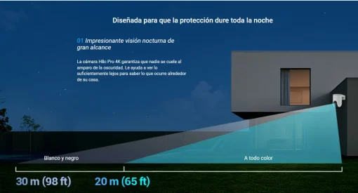 Cod. 395 Cámara Smart p/exterior 360° Wi-Fi EZVIZ H8c Pro 4K (8MP) / Visión nocturna a color / IR (hasta 30mt.) / Detección Personas/Vehículos IA / Seg. Zoom automát. / Defensa activa / Audio bidireccional / IP66 / Soporta microSD (hasta 512GB) / compatib