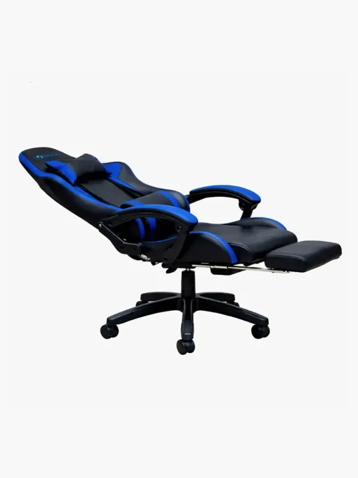Cod. 1204 Silla Gamer Potenzza Black/Blue / Almohada cabeza y zona lumbar / reclinable 120&ordm; / Rotaci&oacute;n 360&deg; / Reposapi&eacute;s retr&aacute;ctil