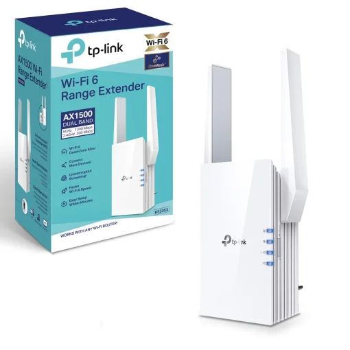 Cod.106 Extensor TP-LINK RE505x Dual Band Wi-Fi 6 / AX1500 / compatible OneMesh / 1*Puerto Gigabit Ethernet&nbsp;/ Modo AP / F&aacute;cil control con APP / 2 antenas