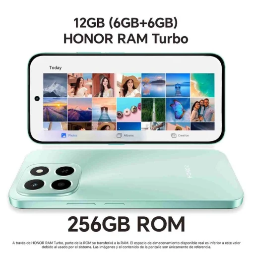 Cod. 300 HONOR X6c / 256GB Rom / 6GB Ram / LTE (Dual SIM) / 6.61" HD+ 120 Hz / Cam. Dual 50MP + 2MP, 5MP Frontal / MagicOS 9 (Android 15) / Bater&iacute;a 5.300 mAh / Blanco Lunar