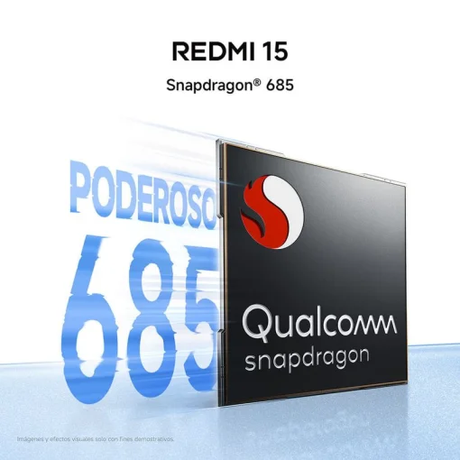 Cod. 317 Xiaomi Redmi 15 / 256GB Rom / 8GB Ram (16GB exten.) / Snapdragon&reg; 685 / 6.9" FHD+ 144Hz / Cam. Dual 50MP con AI + 8MP Frontal / Bat. 7.000 mAh Carga r&aacute;pida 33W / IP64 / USB-C / Gris