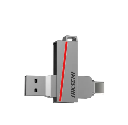 Cod. 255 Flash Memory HIKSEMI DUAL Slim E307C 256GB / USB 3.2 Tipo-A y USB Tipo-C High Speed OTG / Metálico