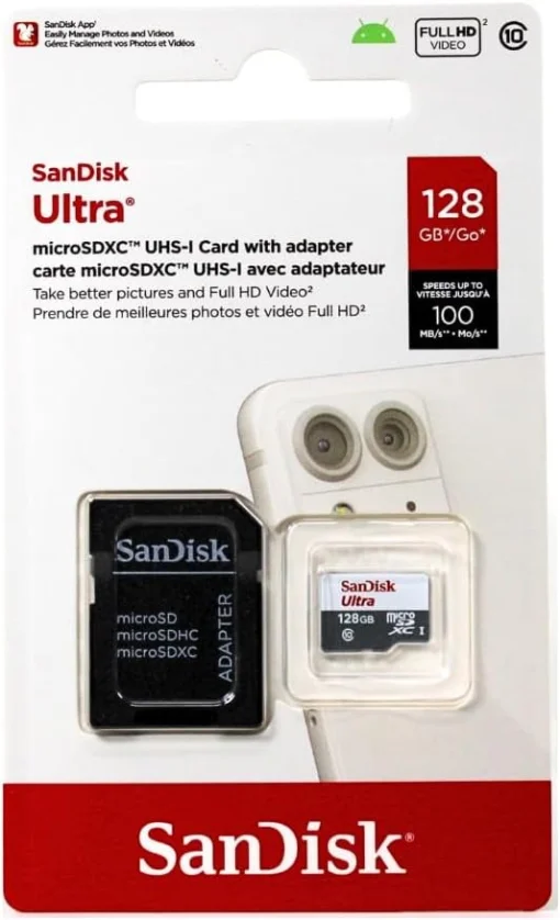 Cod. 261 Micro SD SanDisk Ultra&reg; 128GB / 2en1 / Clase 10 / hasta 100MB/s