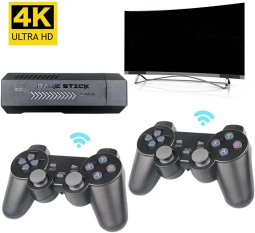 Cod. 077 Consola de video juegos GAMESTICK X2 / Interfaz HDMI / Incluye + de 40.000 Juegos clásicos (128GB) / 2*Controles inalámbricos 2.4GHz