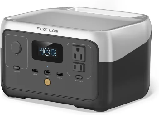 Cod. 199 Estación de energía portátil EF ECOFLOW RIVER 2 , batería LiFePO4 de 256 Wh / Hasta 600W / 2*tomas AC,2*USB-A, 1 USB-C de salida / 1 hora de carga rápida 100% / Peso 7.7 lbs
