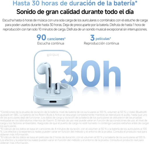 Cod. 125  Audifonos Redmi Buds 6 Active (Rosa) / Bluetooth&reg;&nbsp;5.4&nbsp;/ Woofer potente (14,2&nbsp;mm) / Anulaci&oacute;n de ruido&nbsp;/ doble micr&oacute;fono / (30H) / USB-C / IPX4