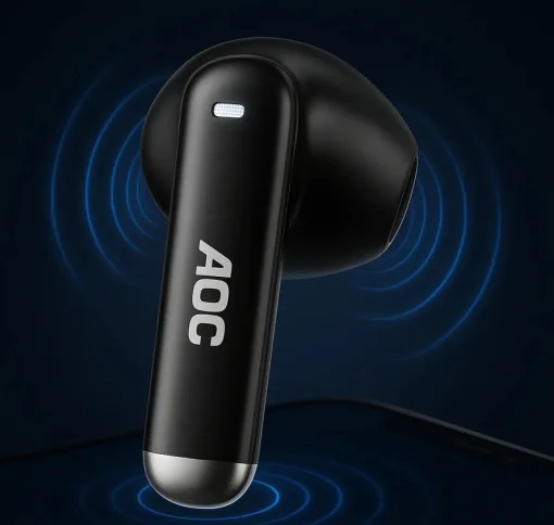 Cod. 132 Aud&iacute;fonos AOC ACT1501BK / Bluetooth&reg; 6.0 / Touch Intelligent / Cancelaci&oacute;n Activa ANC / Bat. 350mAh, USB-C