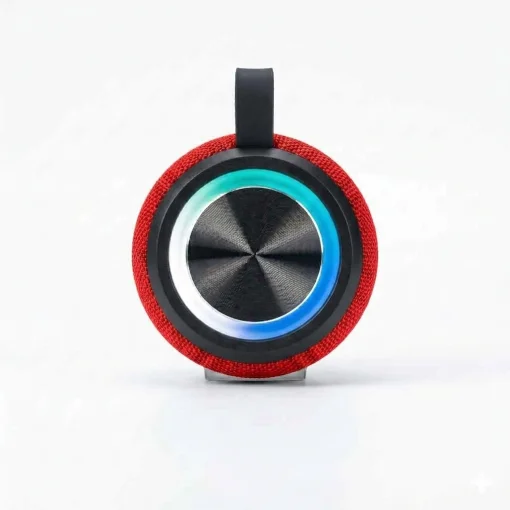 Cod. 257 Parlante Bluetooth 5.0 HS-099C / Sonido 360&deg; / 5W / LED-RGB / Radio FM / Lector USB y MicroSD / Bat. Recargable 1200mAh - Rojo