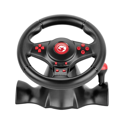 Cod.067 Volante de juegos MARVO GT-903 / Motor de doble vibración / giro de 180° / empuñadura de goma / botones de acción precisos / interfaz: USB / Compatible: PS4, PS3, XBOX One, XBOX 360, Switch, Android y PC D-INPIJT/PC X-INPUT