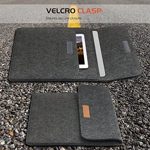 Cod. 097 Estuche 2 en 1 (Laptop +cargador) de fieltro acrilico INS PIN LS216 P/laptop de 14.0&quot; / Gris oscuro