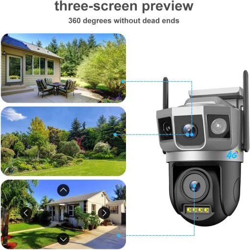 Cod. N:420 C&aacute;mara Smart ENV Dual Guard Pro 6MP P/Exterior 360&deg; / 6 LEDs + 6 LEDs IR / Detecci&oacute;n de movimiento + Alarma / Audio bidireccional / WiFi, RJ45 / Soporta microSD (hasta 128GB)
