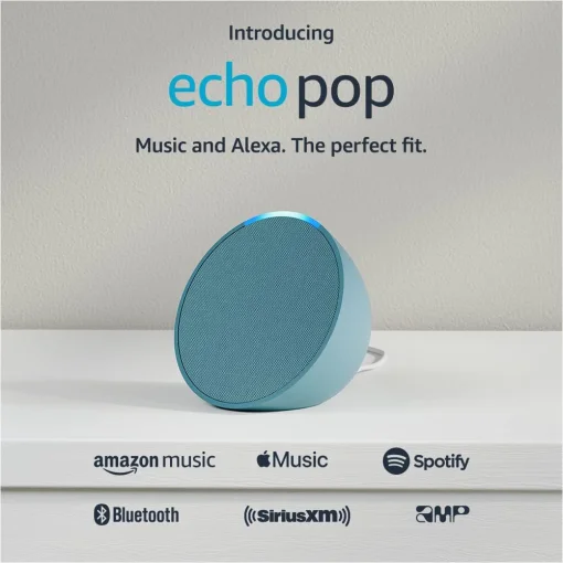 Cod. A:150 Parlante Smart Amazon Echo Pop / Control por voz con Alexa / compacto y Sonido definido 1.95&quot; / Verde azulado medianoche