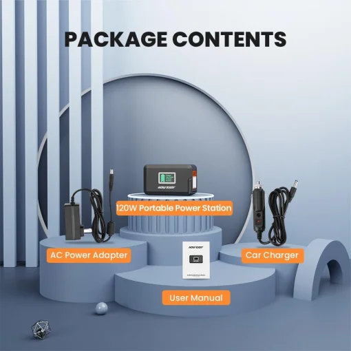 Cod.180 Banco de Energía HOWEASY 120W, 88WH/24 000mAh, P/laptop: 2*Tomas AC 110V / 2*puertos DC / 3*puertos USB-A (2*QC 3.0 carga rápida +1*5V/2.4A) / 1*USB-C 18W / Linterna LED / Peso 2.3 lbs