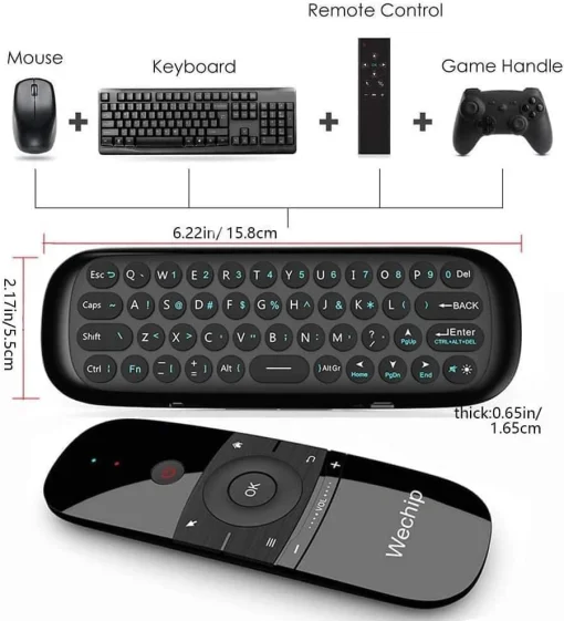 Cod. 1074 Control remoto por voz Air Mouse M8 / Mini teclado / IR/RF 2.4GHz / Bat. integrada / Compatible: Smart TV, Android TV, PC
