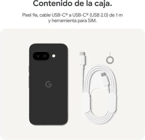 Cod. 294 Google Pixel 9a (GXQ96) With Gemini IA / 5G Sub-6 (Dual sim) / 128GB Alm. / 8GB Ram / 6.3" pOLED / Cam. IA Quad 48MP + Selfie 13MP / Potentes Funciones de Seguridad / IP68 / Bat. +30 H. / Obsidiana