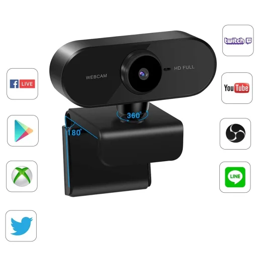 Cod. 053 WebCam PIN PC-12 / FullHD 1080p, 30fps / Micrófono Integrado / USB 2.0 / Clip universal