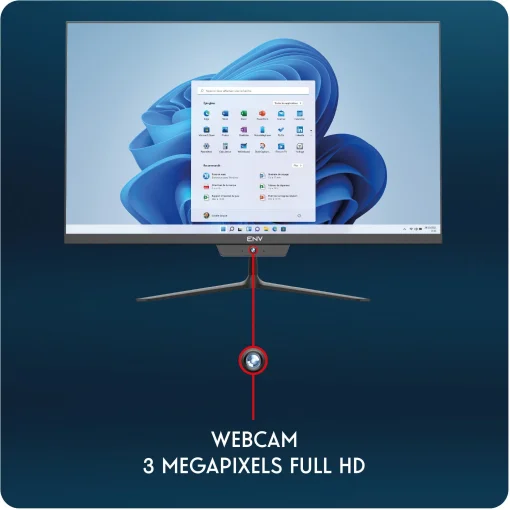 Cod. 229 AIO ENV EOS R7 27 / AMD Ryzen&trade; 7 PRO 2700U / 16GB / 512GB PCIe&reg; NVMe&trade; / 27.0" FHD (1920*1080 px) / Wi-Fi AC + BT / Windows 10 Home / C&aacute;mara 3.1MP / Incl. Teclado Espa&ntilde;ol + Mouse / Black