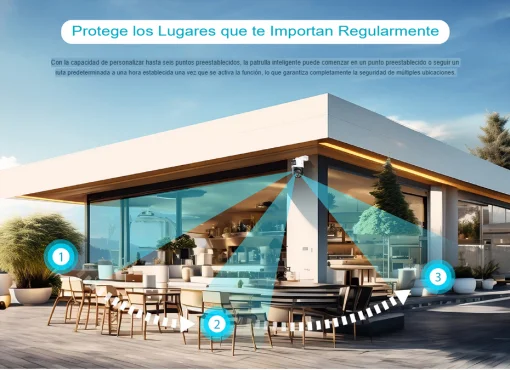 Cod. 371 Cámara Smart Exterior 360° DAHUA Picoo Dual 2K D1 3MP+3MP / Wi-Fi 6 / Vista Nocturna Dual Ligth (40m IR) / Detección humana/vehículo IA / 6*modos patrulla / Alarma (Luz y sonido) / Seg. automát. / Audio bidireccional / Soporta microSD (hasta 256G