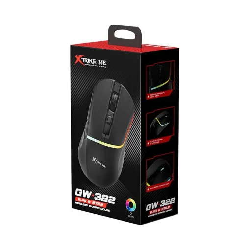Cod. 290  Mouse XTRIKE-ME GM-322 BK / 7200 DPI / Iluminación 7 colores / USB, Cable:1.5 mt. / 7 botones / negro