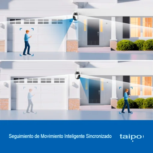 Cod. 406 C&aacute;mara Smart TP-Link Tapo C545D Dual 2K 360&deg; P/Exterior IP66 / Lente gran angular 165&deg; &amp; Teleobjetivo 6mm / Seg. autom&aacute;t. sincronizado / Detecci&oacute;n AI (pers. masc. veh.) / Vista Nocturna Intelig. / 8 puntos patrulla / Audio bidireccional / Soporta