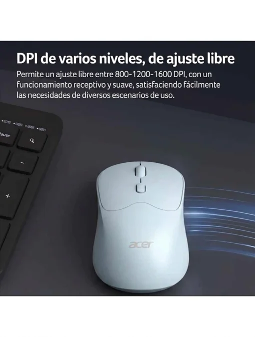 Cod. 298 Mouse Inal&aacute;mbrico ACER OMR268 BL / Dual (2.4G &amp; Bluetooth&reg; 5.2) / 1600 DPI / 4 botones / Dise&ntilde;o Ergon&oacute;mico / Bat. Recargable (500mAh)