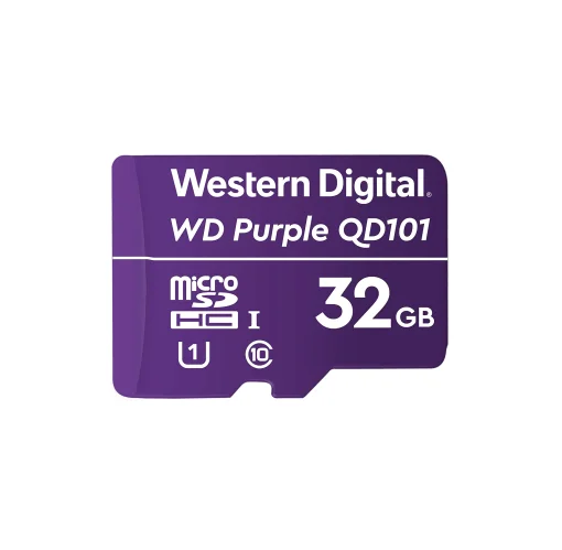Cod. 312 Micro SD Western Digital WD Purple QD101 / 32GB / P/Videovigilancia / Clase 10 U1 / Ultra resistencia (hasta 16TBW)