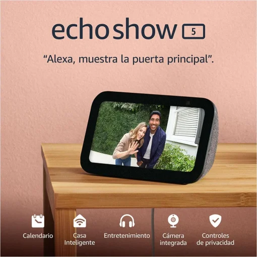 Cod. 161 Pantalla Smart Amazon Echo Show 5 (3ra. Gen.) con Alexa / 5,5" t&aacute;ctil&nbsp;960x480 / Parlante 1.7&rdquo; (graves m&aacute;s profundo y sonido claro) / C&aacute;mara 2MP / Wifi / Bluetooth / Color Negro Carbon