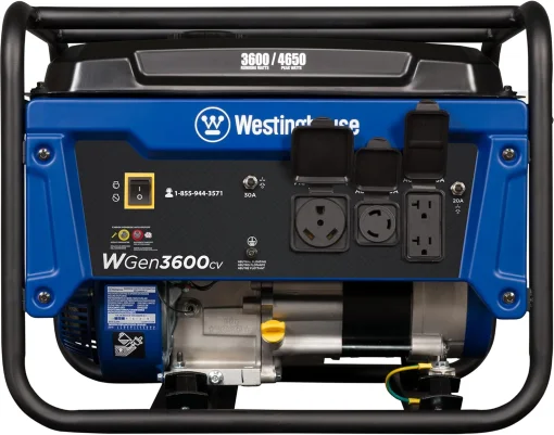 Cod. 202 Generador Westinghouse WGEN3600CV 4650W Súper Siliencioso / Gasolina 4GL. / Salida: 2*tomas AC 120V/20A, 1*120V/30A (L5-30R), 1*120V/30A (TT-30R) / Funcióna 14 Hr. 25% / sensor de CO