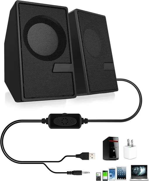 Cod. 251 Parlante PC Mini D7 Multimedia / USB(Power) + Jack 3.5MM(Audio) / control de volumen / 2*3W RMS