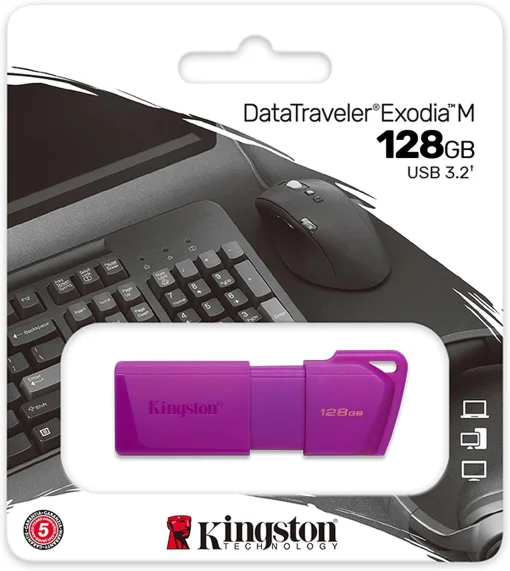 Cod. A:258 Flash Memory KINSTONG DataTraveler Exodia M / 128GB / USB 3.2 Gen 1 / P&uacute;rpura Neon