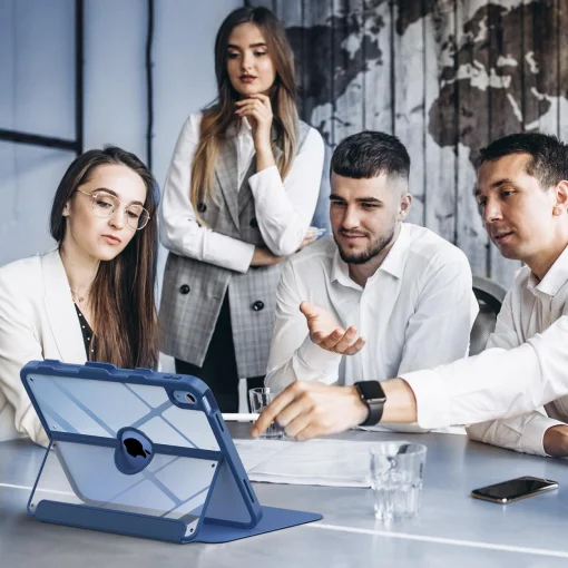 Cod. E:150 Estuche MoKo P/ iPad (A16) 11&ordf; Gen. 11" (2025) &amp; iPad 10&ordf; Gen. 10.9"(2022) / Con porta L&aacute;piz / parte trasera transparente / Protector de pantalla integrado / Azul marino