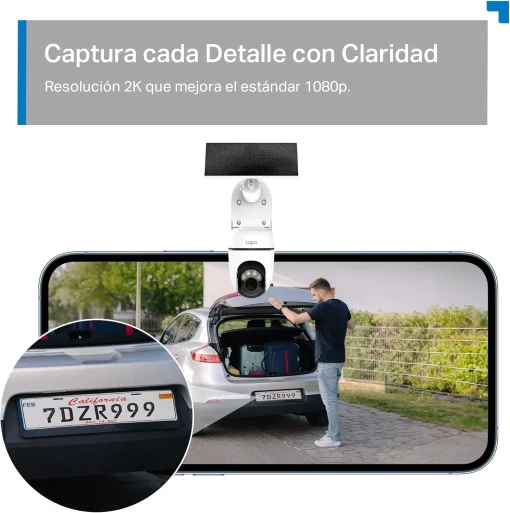 Cod. 408 Kit C&aacute;mara TP-Link Tapo C610 360&deg; 2K &amp; panel solar / Visi&oacute;n Nocturna a Color / Detecci&oacute;n smart Persona y seg. por IA 360&deg;/ Modo patrulla / Alarma: Sonido/Luz / Audio bidireccional / Soporta microSD(512GB) / Bat. recargable 6700 mAh (hasta 200d&iacute;as