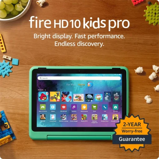 Cod. 125 Tablet Amazon fire HD 10 Kids Pro / 10.1&quot; Full HD 1080p / RAM 3GB, 32GB Alm. (Soporta microSD de 1TB) / Libros, videos, Juegos Educativos (1 año Amazon Kids+) / controles parentales / Incl. funda verde menta