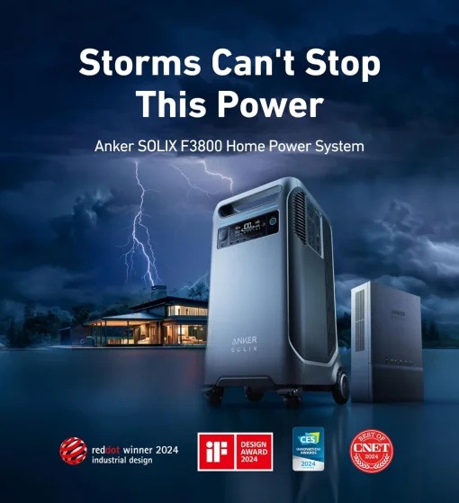 Cod. 176 Estación de energía Anker SOLIX F3800, batería LiFePO4 de 3.840 Wh / 6000 W 120V/240V*6, NEMA 14-50*1, L14-30*1, NEMA 14-50 CAR 12V/10A*1, USB-A 12W*2, USB-C 100W*3